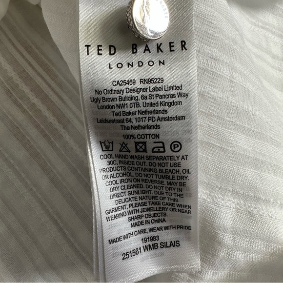 Ted Baker Silais Double Frill Cotton Blouse Ivory Size 1 US 2 - Picture 8 of 14